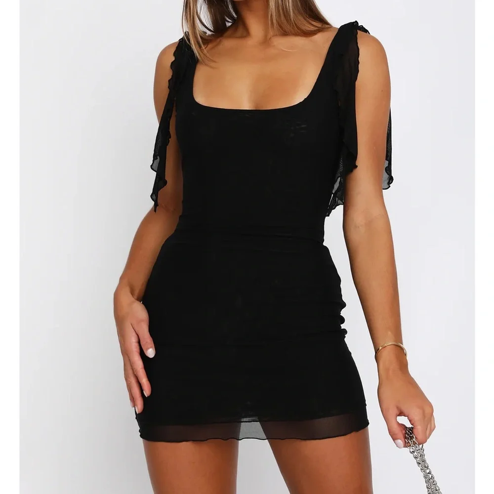 NWT White Fox Mini Black Dress - Picture 1 of 4